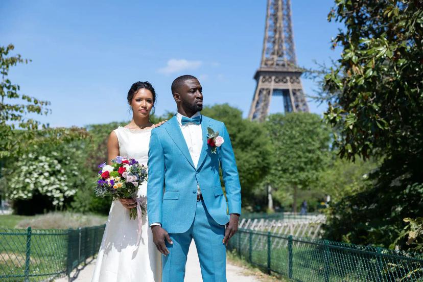 Couple by the Eiffel tower