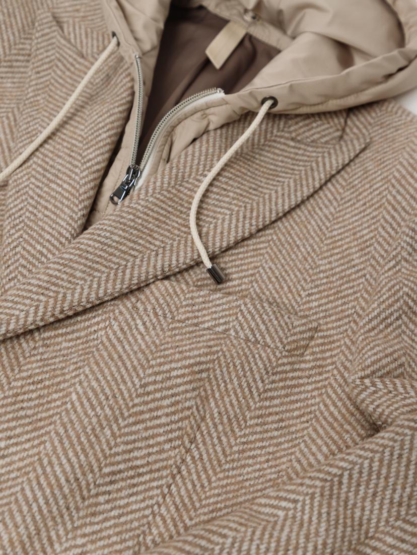 manteau en tweed texturé beige