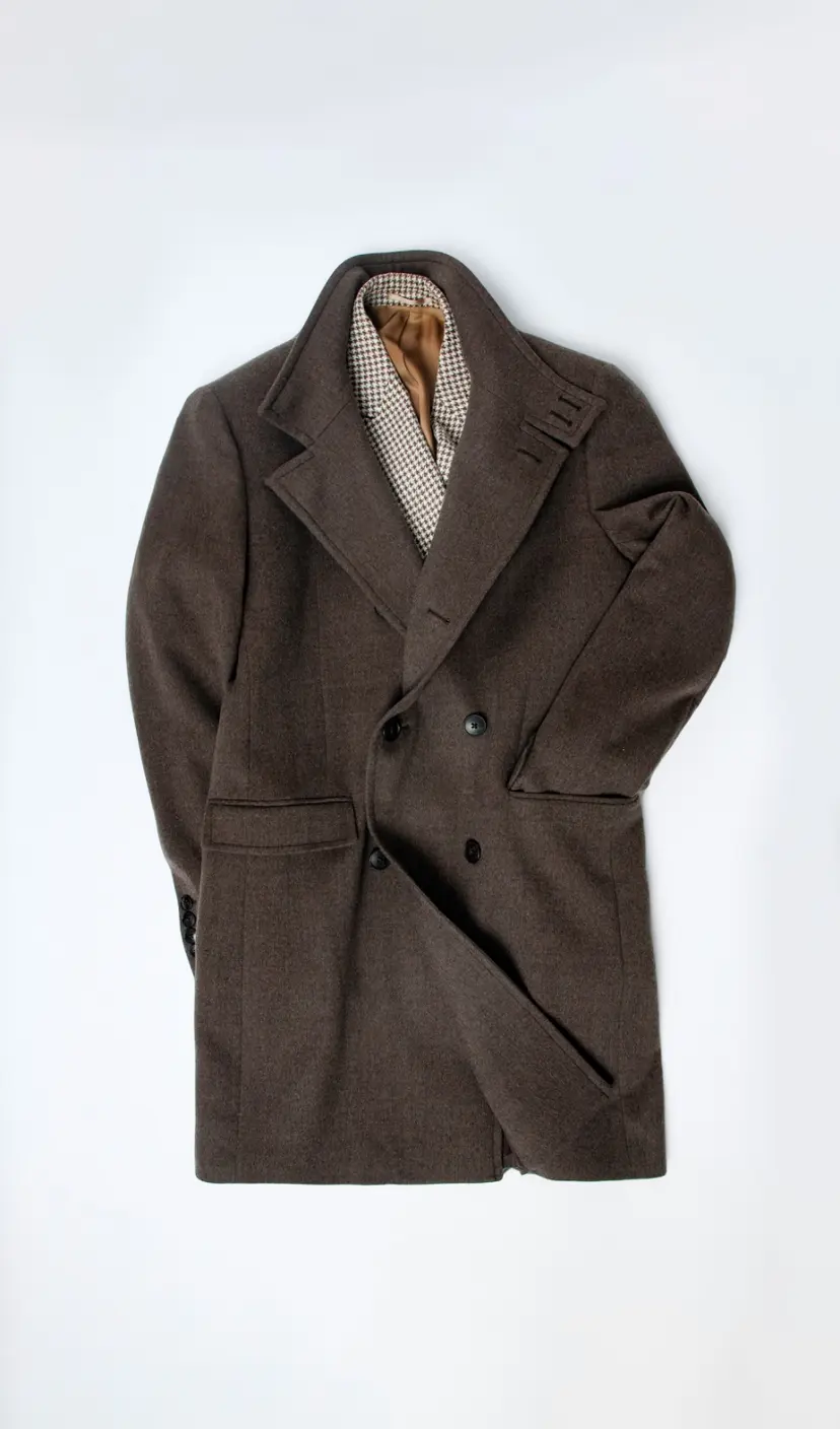 Manteau marron chocolat mélange de laine et alpaga